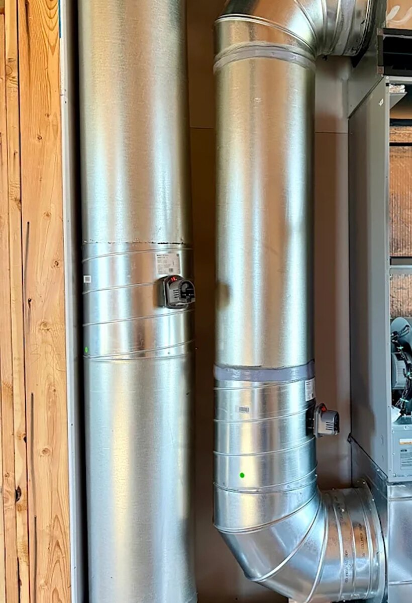 Furnace ducts and the air handler on a job